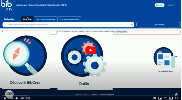 Capture d'écran de la page d'accueil du nouveau bibcnrs